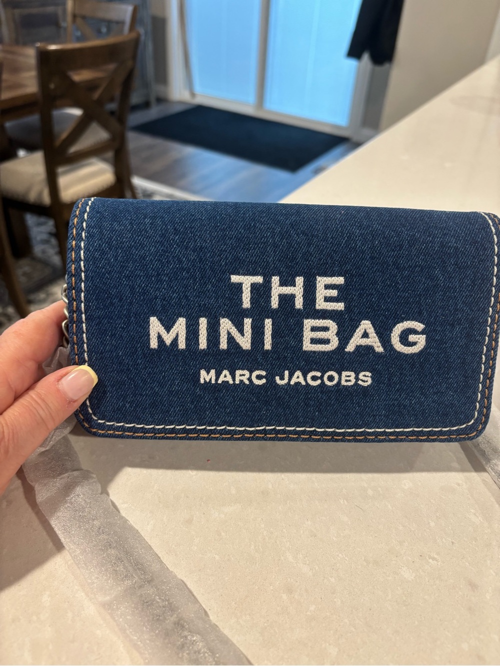 Marc Jacobs Denim Mini Bag Wallet in Blue with White Logo